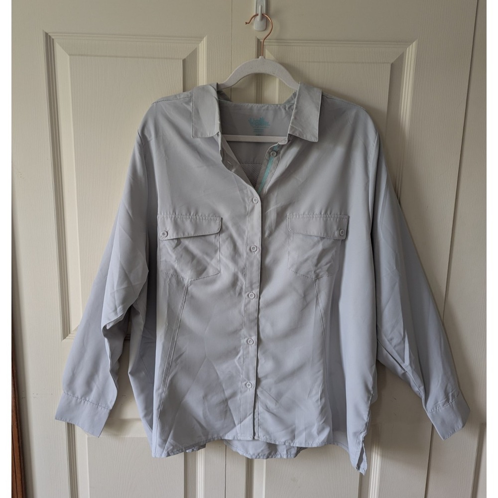 UV Skinz Button Up Shirt Womens Sz 4X Roll Tab Sleeve Fishing Hiking UPF 50+ NWT